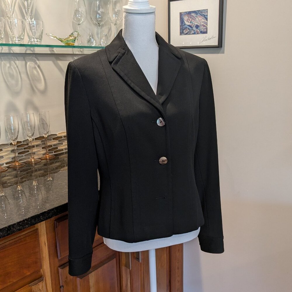 Vintage Sigrid Olsen Black Tapered Notched Collar Blazer/Jacket - Size 6